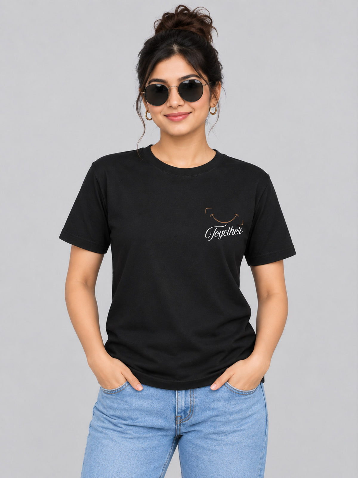 Better Together Camera Couple T Shirts - woman black front product