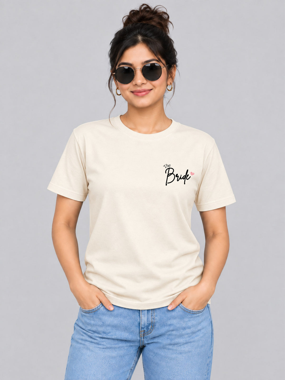 Bride & Groom Couple T Shirts - cream front product